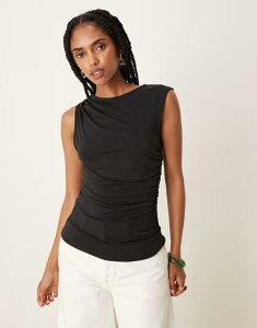 �G�C�\�X ���f�B�[�X �g�b�v�X T�V���c �m�[�X���[�u ASOS DESIGN modal wrap detail sleeveless top Black �u���b�N