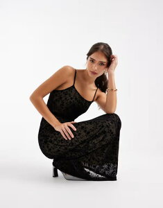 �s�[�V�[�Y ���f�B�[�X �g�b�v�X �����s�[�X �V�A�[ �}�L�V Piecesheer effect devore cami maxi dress Black �u���b�N