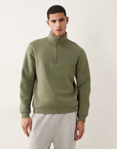 �G�C�\�X �����Y �A�E�^�[ �p�[�J�[�E�X�E�F�b�g �n�[�t�W�b�v �V���c ASOS DESIGN essentials half zip sweatshirt in dusty olive Dusty olive �I���[�u