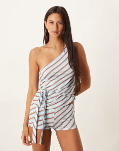 ���[�e�� ���f�B�[�X �g�b�v�X �V���c �^�C�f�B�e�[�� �A�V�����g���[ Motel ubertasymmetric tie detail top in light blue - part of a set STRIPED LIGHT BLUE �u���[