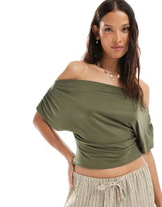 �~�X�Z���t�t���b�W ���f�B�[�X �g�b�v�X T�V���c Misselfridge off the shoulder top Khaki �J�[�L