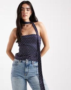 �~�X�Z���t�t���b�W ���f�B�[�X �g�b�v�X �V���c �h�b�g�� �h�b�g Misselfridge bandeau scarf top in polka dot polka dot �h�b�g