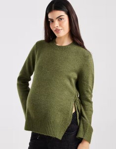 �}�}���C�V�A�X ���f�B�[�X �A�E�^�[ �j�b�g�E�Z�[�^�[ �}�^�j�e�B Mama.licious Mamalicious Maternity tie side knit sweater in dark Winter Moss �O���[��