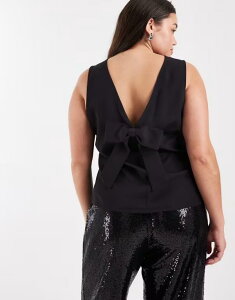�I�����[�J�[�u ���f�B�[�X �g�b�v�X T�V���c �I�[�v���o�b�N ONLY Curve bow open back top Black �u���b�N