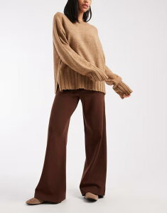 GC\X fB[X {gX JWApc ChbO W[W[ ASOS DESIGN basics wide leg interlock jersey pants Brown uE