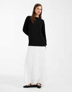�G�C�\�X ���f�B�[�X �g�b�v�X �����s�[�X ���[�X �}�L�V ASOS DESIGN supersoft lace hybrid maxi dress and Black & white �z���C�g