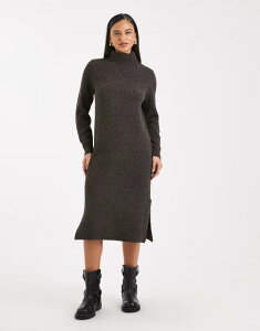 F[_ fB[X gbvX s[X ~fB jbg Vero Moda soft knit roll neck midi dress in chocolate melange Chocolate torte `R[g