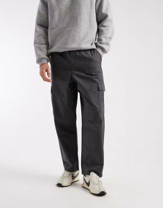 �G�C�\�X �����Y �{�g���X �J�W���A���p���c �J�[�S�p���c ASOS DESIGN relaxed tapered pull on cargo pants ripstop Black �u���b�N