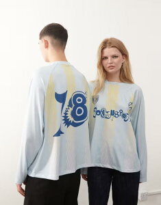 �R���[�W���� ���f�B�[�X �g�b�v�X T�V���c �O���t�B�b�N COLLUSION Unisex soccer sports graphic T-shirt BLUE �u���[