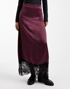 �~�X�Z���t�t���b�W ���f�B�[�X �{�g���X�J�[�g �T�e�� ���[�X �}�L�V Misselfridge satin and lace bias maxi skirt in fig