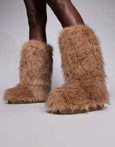 ���o�[�A�C�����h ���f�B�[�X �V���[�Y �u�[�c�E���C���u�[�c River Island faux fur boots in light Black �u���b�N