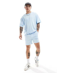 �I�����[�A���h�T���Y �����Y �{�g���X �n�[�t�p���c�E�V���[�c ONLY & SONSweat short in washed light blue - part of a set Powder blue �u���[