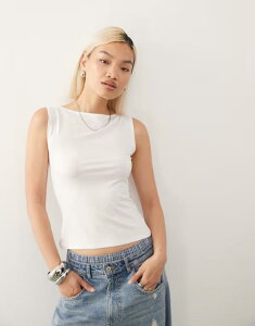 �E�B�[�N�f�C ���f�B�[�X �g�b�v�X �^���N�g�b�v Weekday Annie super soft boat neck tank top White �z���C�g
