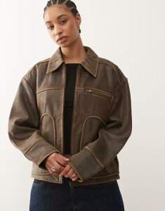 �m�C�W�[���C ���f�B�[�X �A�E�^�[ �W���P�b�g�E�u���]�� ���U�[ Noisy May leather jacket in washed Tan �^��