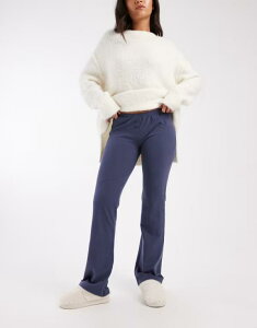 �R�b�g���I�� ���f�B�[�X �{�g���X �J�W���A���p���c T�V���c Cotton lounge dreamy flare pants in steely blue wash STEELY BLUE WASH �u���[