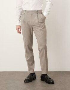 �G�C�\�X �����Y �{�g���X �J�W���A���p���c �v���[�c ASOS DESIGN smart pleated flannel tapered pants melange Gray �O���[