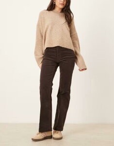 �}���S ���f�B�[�X �{�g���X �f�j���p���c �R�b�g�� �W�[���Y Mango Jolenep cotton mix cord flared jeans in chocolate �`���R���[�g