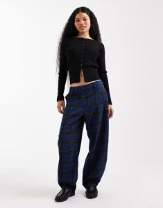 �G�C�\�X ���f�B�[�X �{�g���X �J�W���A���p���c �v�` ASOS DESIGN Petite tailored barreleg pants plaid - part of a set Blue check �u���[