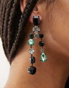 ���N���C�� ���B���e�[�W ���f�B�[�X �A�N�Z�T���[ �s�A�X�E�C�������O Reclaimed Vintage Limitedition dangly earrings with green and black stones tone Multi �}���`�J���[