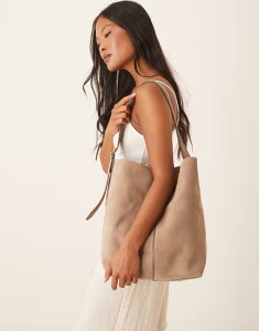 �}���S ���f�B�[�X �o�b�O �X�G�[�h Mango buckle strap detailarge suede bag in caramel