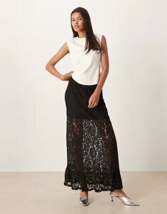 �W�F�C�f�B�[���C ���f�B�[�X �{�g���X�J�[�g �e�B�A�[�h ���[�X �}�L�V JDY tiered lace maxi skirt with lining Black �u���b�N