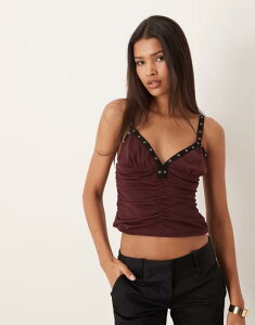 ���[�e�� ���f�B�[�X �g�b�v�X �V���c �M���U�[ Motel Tolani ruched top in wine ���C��