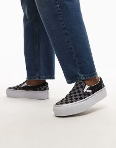 �o���Y ���f�B�[�X �V���[�Y �X�j�[�J�[ Vans Classic slip-on checkerboard sneakers Gray �O���[