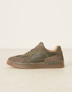 �G�C�\�X �����Y �V���[�Y �X�j�[�J�[ �X�G�[�h ���[�X ���U�[ ASOS DESIGN lace-up sneakers leather with suede panels and gum sole Khaki �J�[�L