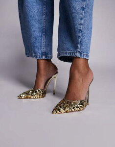�V�~ ���f�B�[�X �V���[�Y �T���_�� �X�p���R�[�� �q�[�� SIMMI Shoesimmi London Agathia sequin heeled mules Gold Sequin �S�[���h