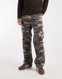 �W���b�N �A���h �W���[���Y �����Y �{�g���X �J�W���A���p���c Jack & Jones Alex baggy workwear camo pants in multi Black �u���b�N