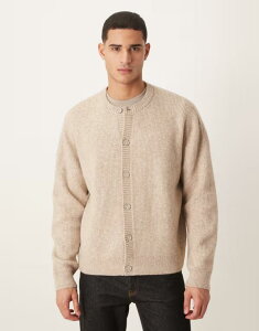�G�C�\�X �����Y �A�E�^�[ �J�[�f�B�K�� �N���[�l�b�N �E�[�� �j�b�g ASOS DESIGN oversized knit fisherman rib wool blend crew neck cardigan in oatmeal �I�[�g�~�[��