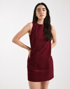 �X���[�h�x�A ���f�B�[�X �g�b�v�X �����s�[�X �~�j �m�[�X���[�u �R�b�g�� Threadbare cotton look cord sleeveless mini dress in fig