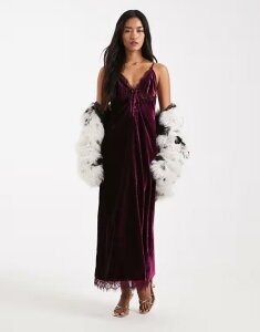 �~�X�Z���t�t���b�W ���f�B�[�X �g�b�v�X �����s�[�X �x���x�b�g ���[�X �}�L�V Misselfridge velvet and lace cami maxi dress Fig �o�[�K���f�B