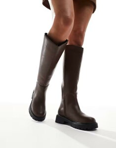 �����h�����x�� ���f�B�[�X �V���[�Y �u�[�c�E���C���u�[�c London Rebel Olivia chunky knee boots Brown pu �u���E��