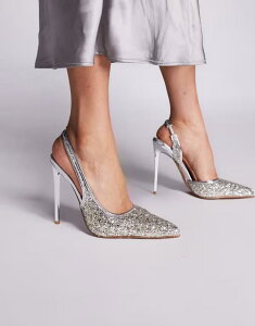 �V�~ ���f�B�[�X �V���[�Y �p���v�X �q�[�� SIMMI Shoesimmi London Hollie slingback heeled pumps glitter Silver glitter �V���o�[