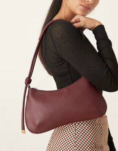 �G�C�\�X ���f�B�[�X �o�b�O ASOS DESIGN shoulder bag with knot detail skinny strap Burgundy �o�[�K���f�B