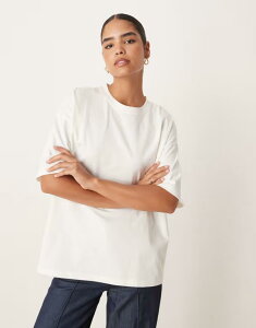 �G�C�\�X ���f�B�[�X �g�b�v�X �V���c �R�b�g�� ASOS DESIGN heavy weight white cotton longline tee in cream �N���[��