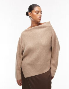 �G�C�\�X ���f�B�[�X �A�E�^�[ �j�b�g�E�Z�[�^�[ ASOS Curve ASOS DESIGN Curve knit off the shoulder top in biscuit