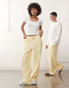 �R���[�W���� ���f�B�[�X �{�g���X �J�W���A���p���c �X�E�F�b�g�p���c COLLUSION Unisex relaxed sweatpants in butter yellow �C�G���[