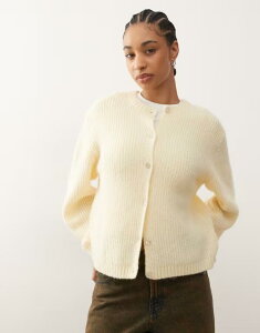 �����L ���f�B�[�X �A�E�^�[ �J�[�f�B�K�� �j�b�g Monki button up knit cardigan in lemon
