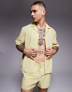 �G�C�\�X �����Y �g�b�v�X �V���c ASOS DESIGN boxy seersucker shirt - part of a set GREEN �O���[��