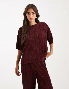 �I�����[ ���f�B�[�X �g�b�v�X T�V���c ONLY boxy plisse top - part of a set Burgundy �o�[�K���f�B