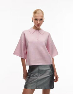 �G�C�\�X ���f�B�[�X �g�b�v�X �|���V���c ASOS DESIGN fluffy neat fit polo shirt pink �s���N