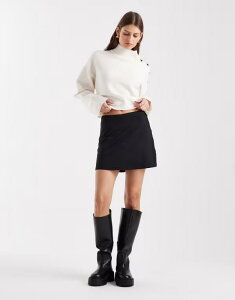 �G�C�\�X ���f�B�[�X �{�g���X �n�[�t�p���c�E�V���[�c �~�j ASOS DESIGN polyamide slinky mini skort Black �u���b�N