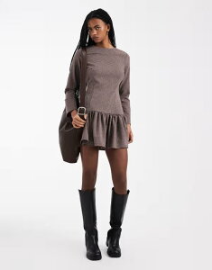 �G�C�\�X ���f�B�[�X �g�b�v�X �����s�[�X �~�j ASOS DESIGN drop waist mini dress in micro check Micro check �`�F�b�N