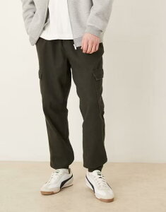 �G�C�\�X �����Y �{�g���X �J�W���A���p���c �J�[�S�p���c ASOS DESIGN tapered pull on cargo pants in sulfur dyed fabric GREEN �O���[��