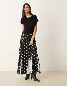 �G�C�\�X ���f�B�[�X �{�g���X�J�[�g �v�����g �}�L�V ASOS DESIGN mixed prints godet maxi skirt Mixed print