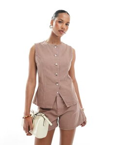 �G�C�\�X ���f�B�[�X �g�b�v�X �V���c �x�X�g �f�j�� ASOS DESIGN denim cami vest in mocha - part of a set Mocha ���J