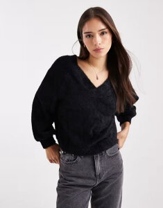 �~�X�Z���t�t���b�W ���f�B�[�X �A�E�^�[ �j�b�g�E�Z�[�^�[ Misselfridge fluffy off-the-shoulder slouchy sweater Black �u���b�N