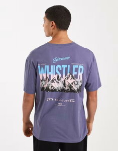 �W���b�N �A���h �W���[���Y �����Y �g�b�v�X T�V���c �v�����g Jack & Jones T-shirt with mountain back print Nightshadow blue �u���[